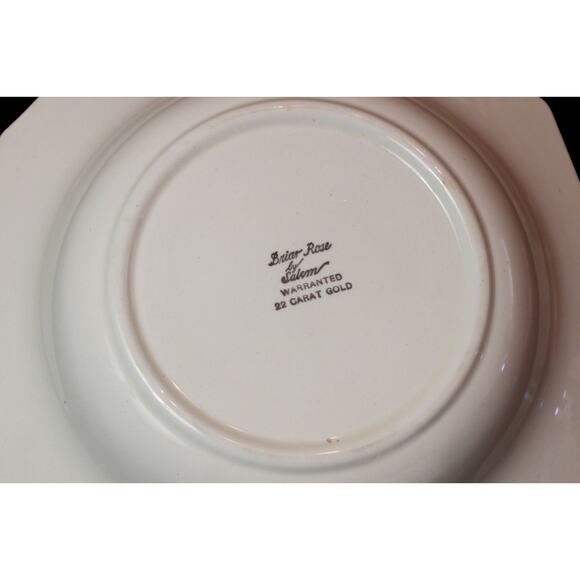 Vintage Briar Rose by Salem Floral Bird Square 22 Carat Gold Embossed Plate - Picture 4 of 4